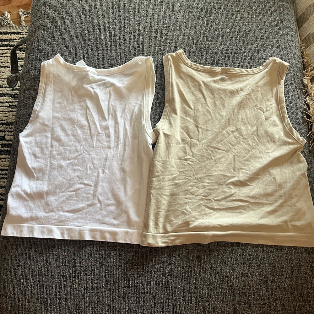 Yogalicious White and Cream Tank Tops